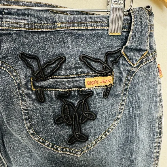 Bsou Jeans Wide Legs Embroidered Legs & Pockets Sz 12 - Picture 9 of 15